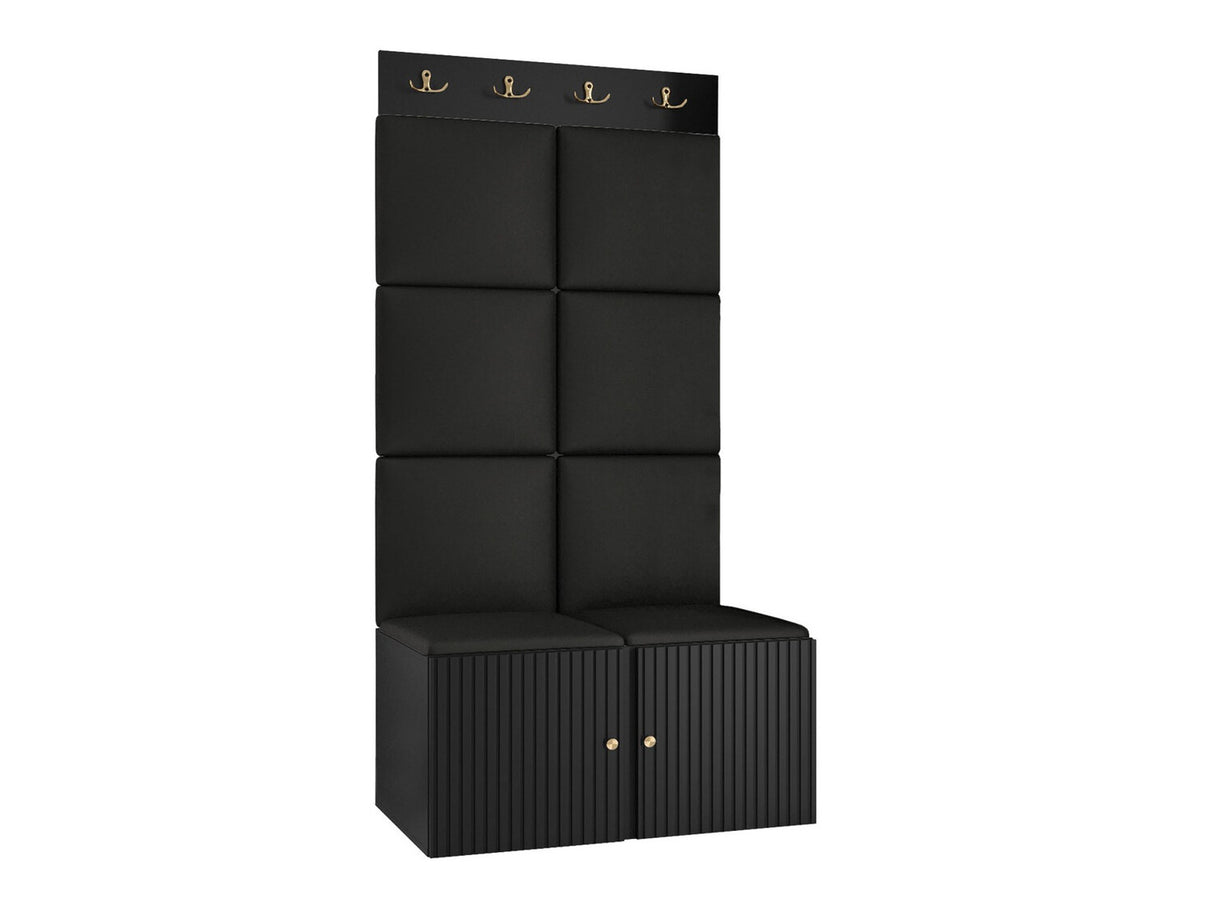 Előszoba garnitúra ORION RYFEL SLIM IV (Towiro), Keret színe: Fekete, Puha falpanel színe: Soft 011