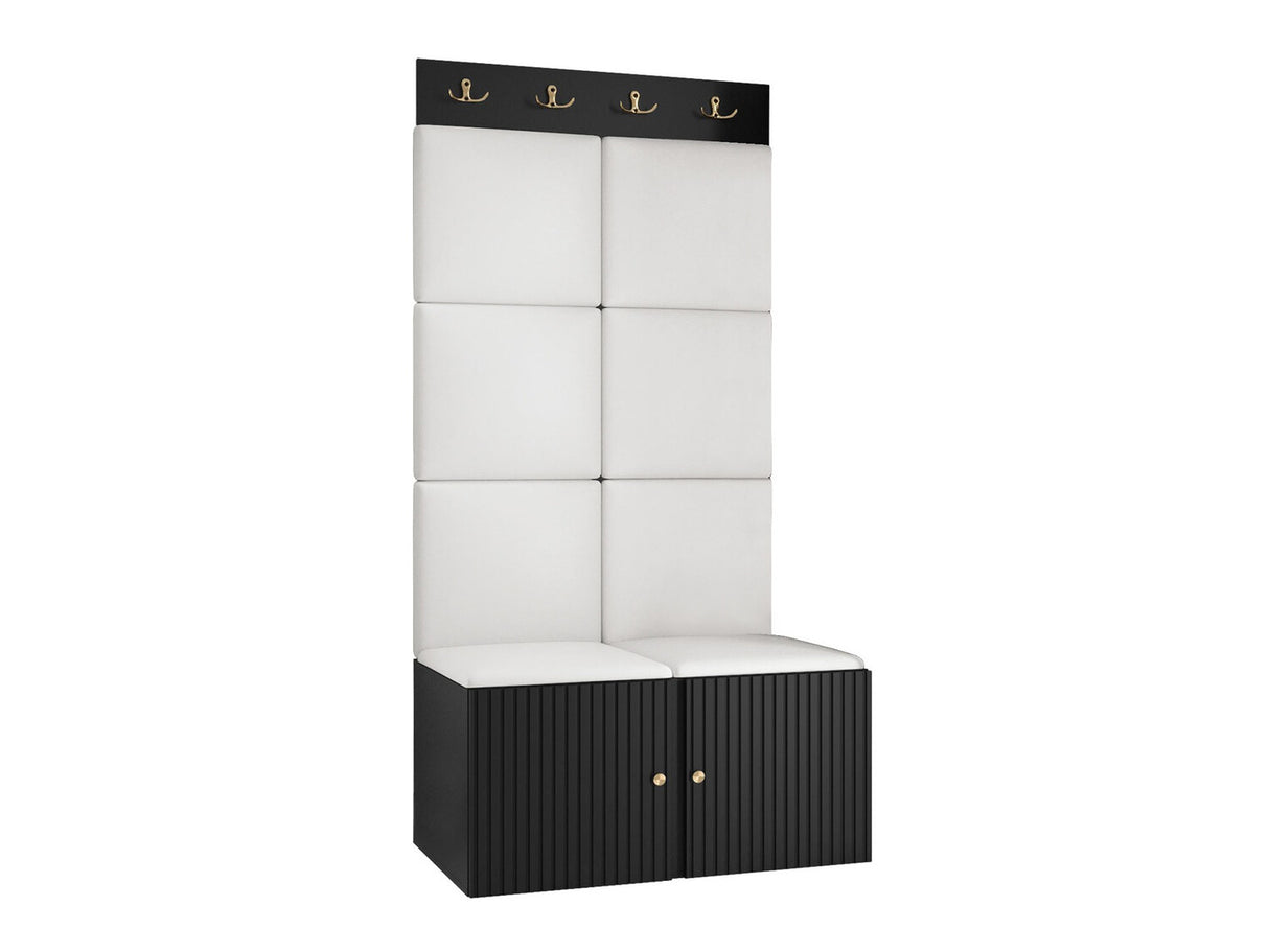 Előszoba garnitúra ORION RYFEL SLIM IV (Towiro), Keret színe: Fekete, Puha falpanel színe: Soft 017