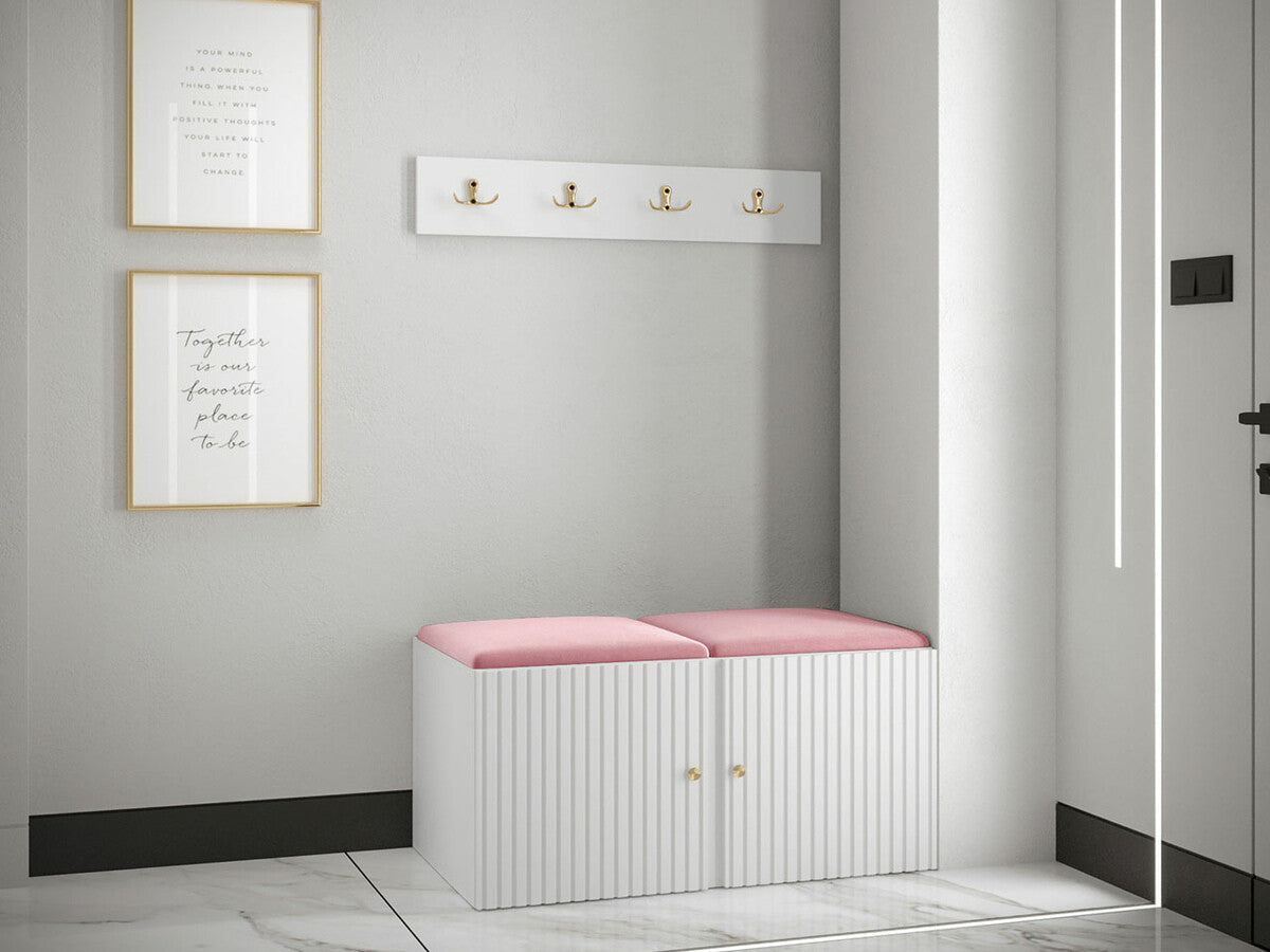 Előszoba garnitúra ORION RYFEL SLIM VI (Towiro), Keret színe: Fehér, Puha falpanel színe: Manila 09