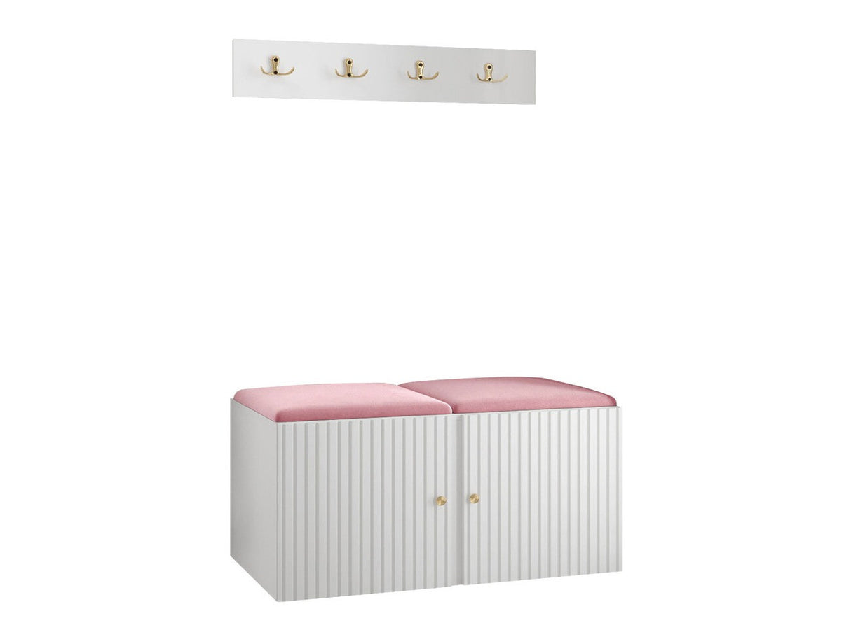 Előszoba garnitúra ORION RYFEL SLIM VI (Towiro), Keret színe: Fehér, Puha falpanel színe: Manila 09