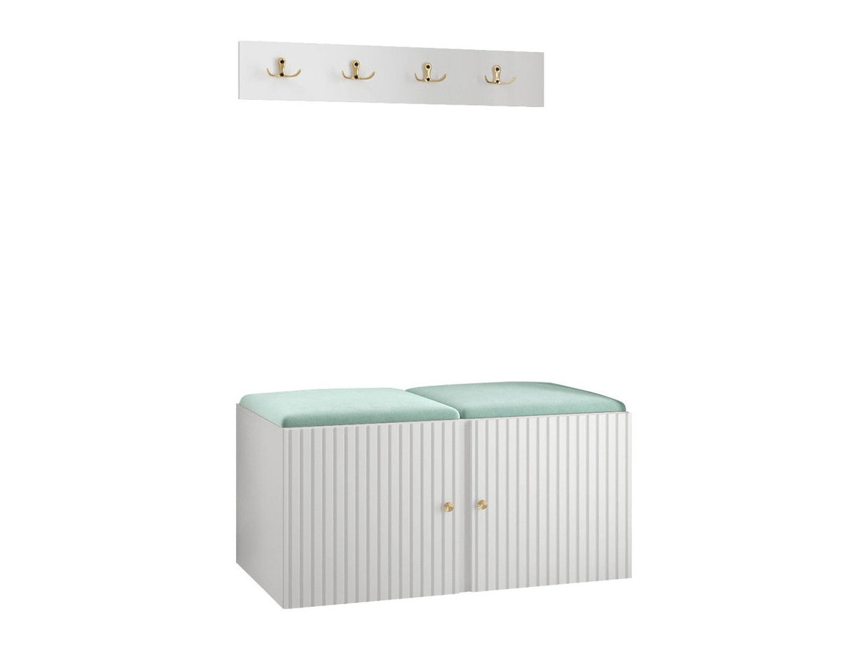 Előszoba garnitúra ORION RYFEL SLIM VI (Towiro), Keret színe: Fehér, Puha falpanel színe: Manila 11