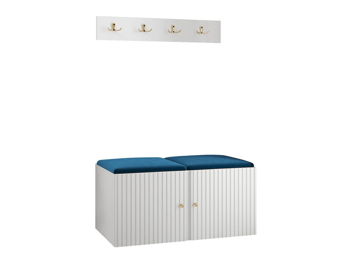 Előszoba garnitúra ORION RYFEL SLIM VI (Towiro), Keret színe: Fehér, Puha falpanel színe: Manila 26