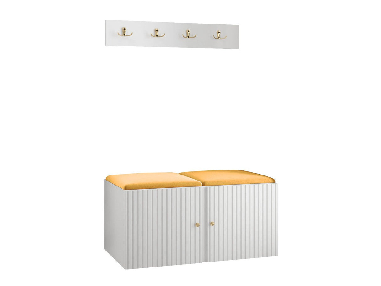 Előszoba garnitúra ORION RYFEL SLIM VI (Towiro), Keret színe: Fehér, Puha falpanel színe: Manila 32