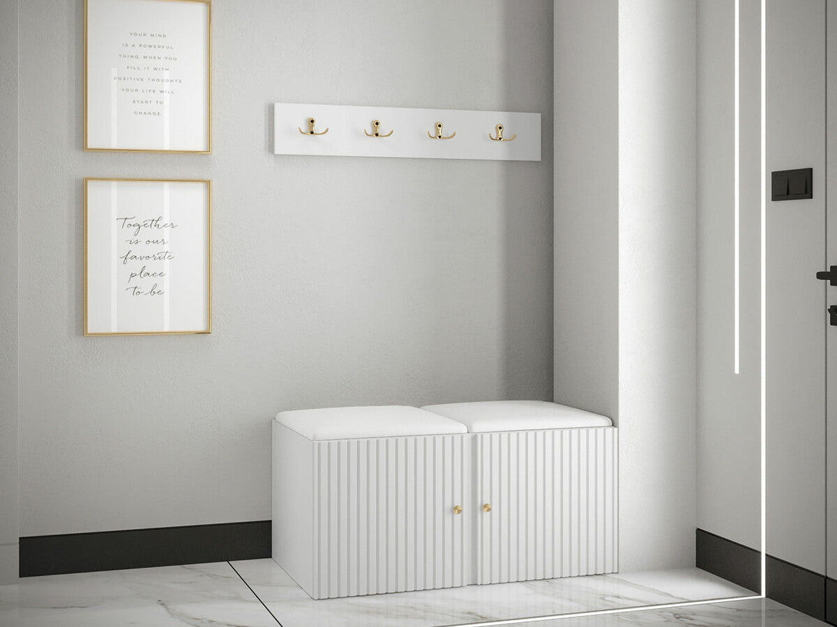 Előszoba garnitúra ORION RYFEL SLIM VI (Towiro), Keret színe: Fehér, Puha falpanel színe: Soft 017