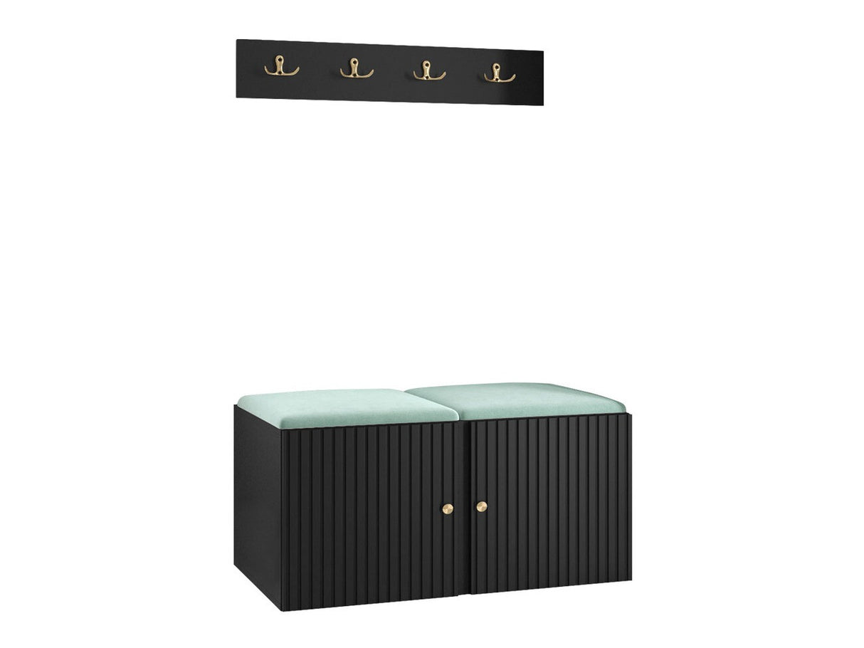 Előszoba garnitúra ORION RYFEL SLIM VI (Towiro), Keret színe: Fekete, Puha falpanel színe: Manila 11