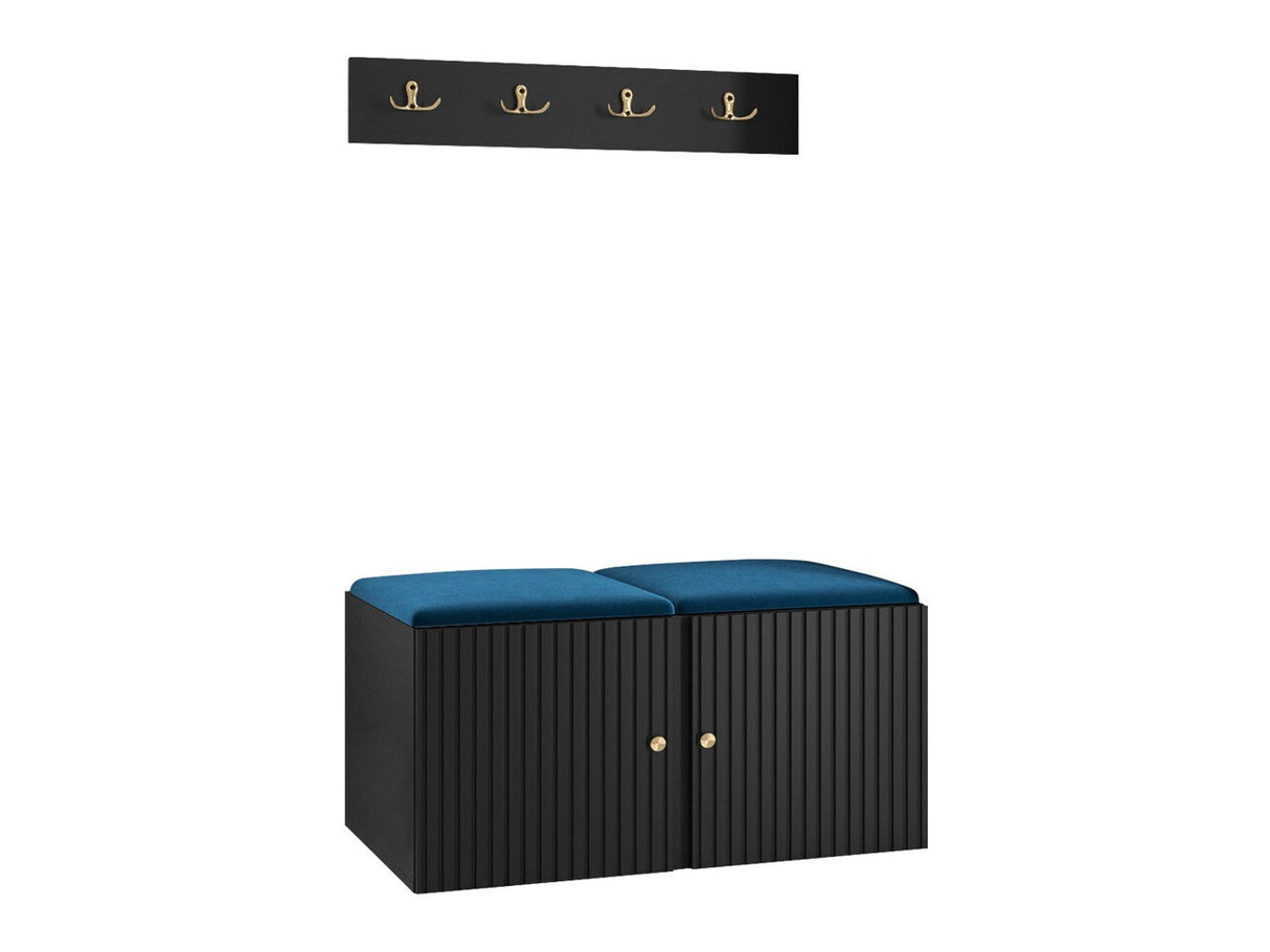 Előszoba garnitúra ORION RYFEL SLIM VI (Towiro), Keret színe: Fekete, Puha falpanel színe: Manila 26