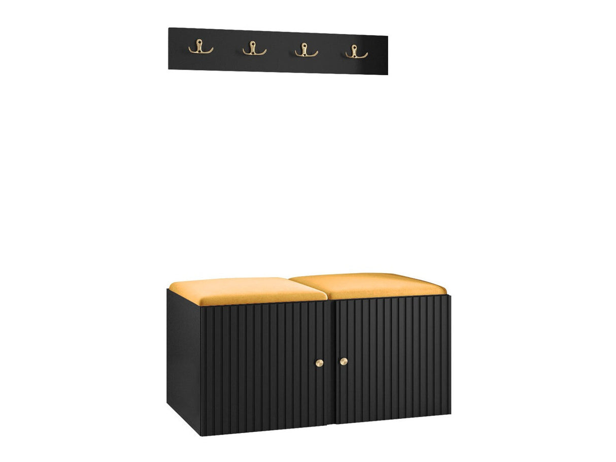 Előszoba garnitúra ORION RYFEL SLIM VI (Towiro), Keret színe: Fekete, Puha falpanel színe: Manila 32