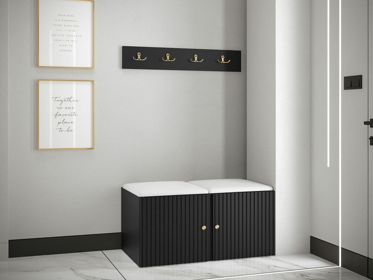 Előszoba garnitúra ORION RYFEL SLIM VI (Towiro), Keret színe: Fekete, Puha falpanel színe: Soft 017