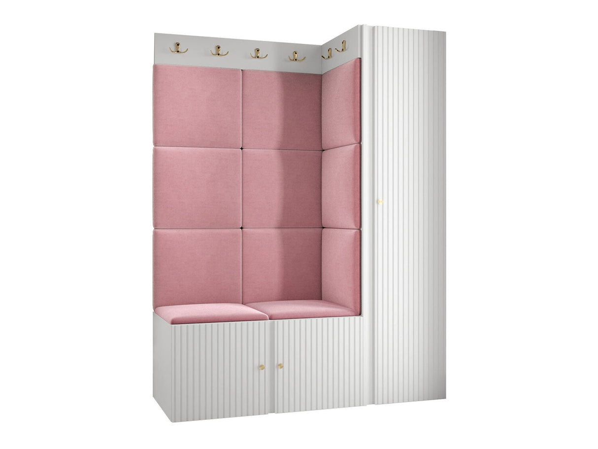 Előszoba garnitúra ORION RYFEL SLIM IX (Towiro), Keret színe: Fehér, Puha falpanel színe: Manila 09