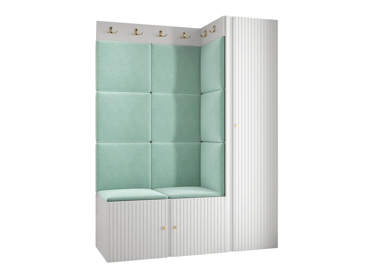 Előszoba garnitúra ORION RYFEL SLIM IX (Towiro), Keret színe: Fehér, Puha falpanel színe: Manila 11