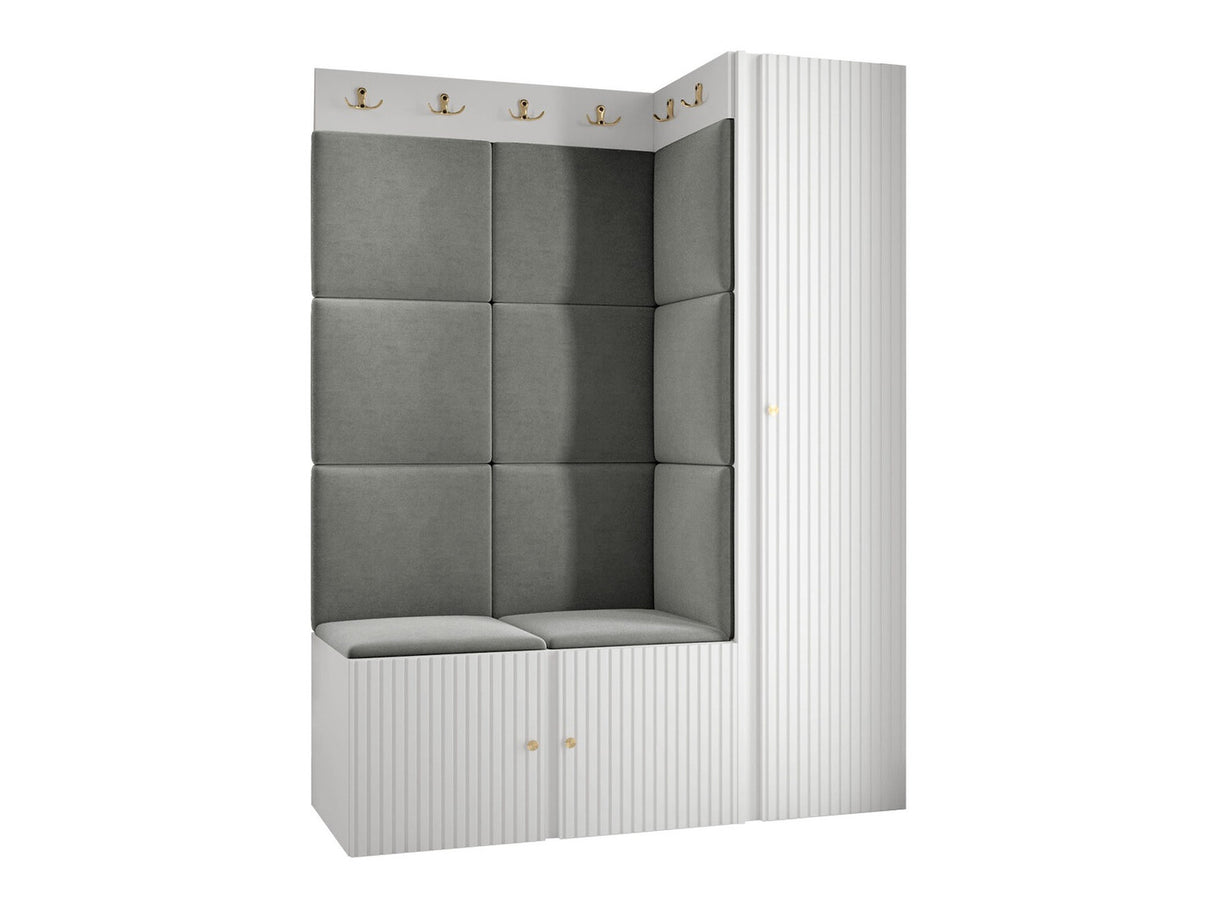 Előszoba garnitúra ORION RYFEL SLIM IX (Towiro), Keret színe: Fehér, Puha falpanel színe: Manila 16