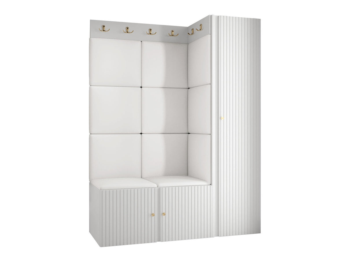 Előszoba garnitúra ORION RYFEL SLIM IX (Towiro), Keret színe: Fehér, Puha falpanel színe: Soft 017