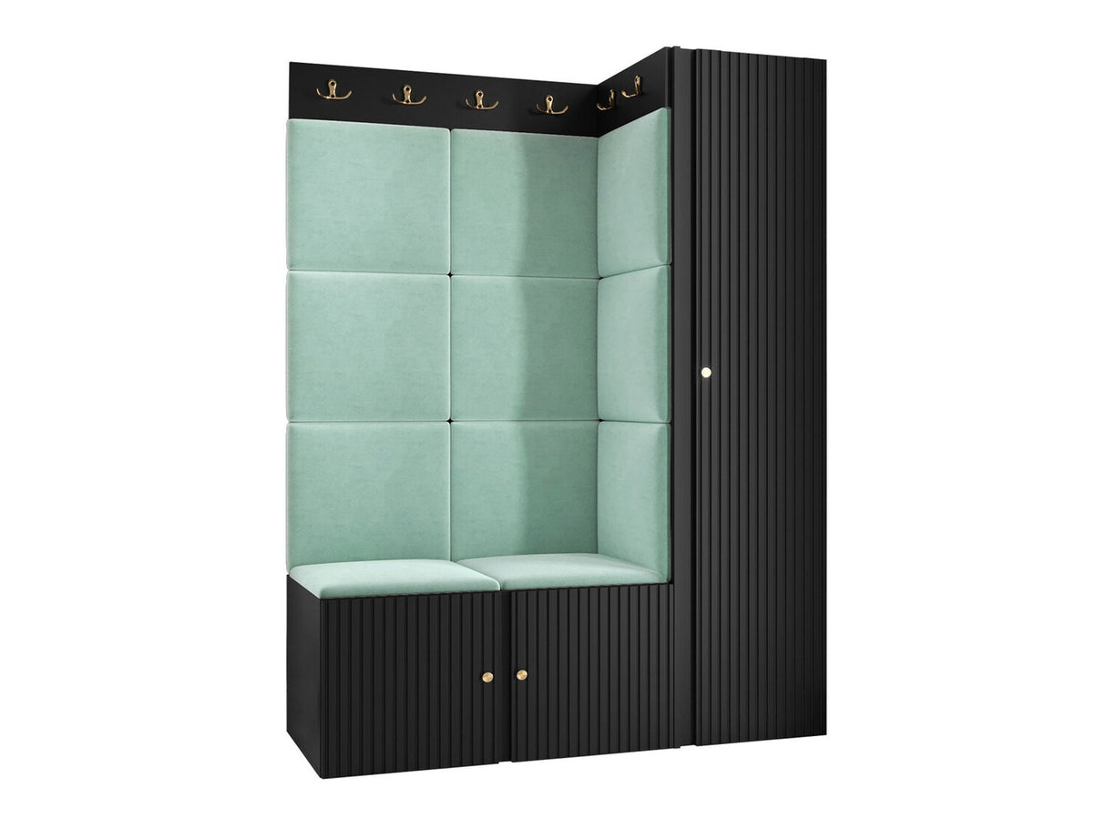 Előszoba garnitúra ORION RYFEL SLIM IX (Towiro), Keret színe: Fekete, Puha falpanel színe: Manila 11