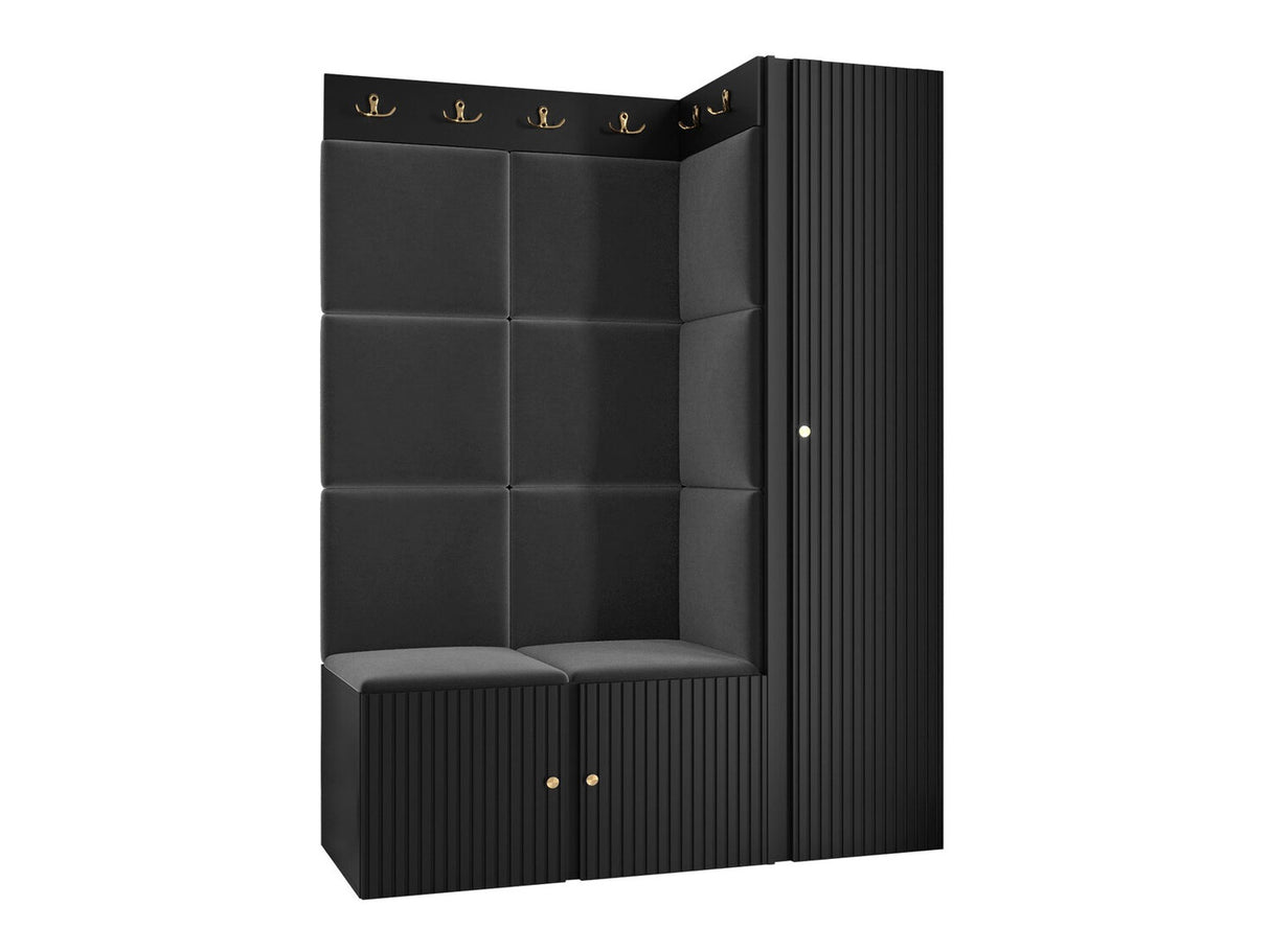 Előszoba garnitúra ORION RYFEL SLIM IX (Towiro), Keret színe: Fekete, Puha falpanel színe: Manila 18