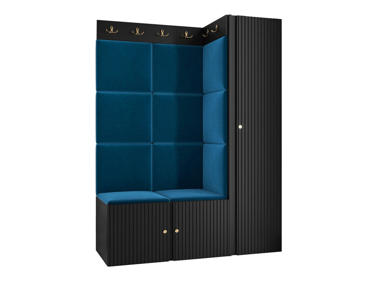 Előszoba garnitúra ORION RYFEL SLIM IX (Towiro), Keret színe: Fekete, Puha falpanel színe: Manila 26