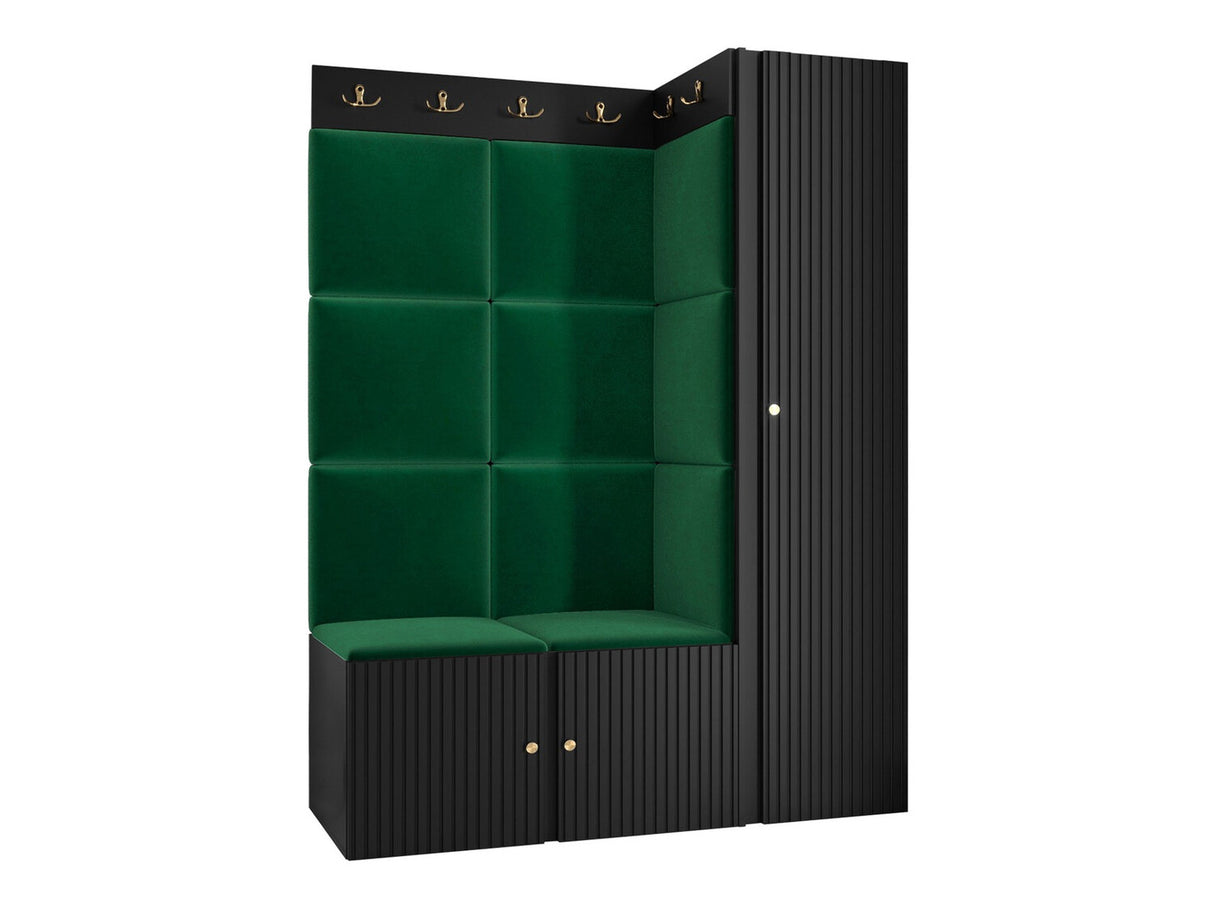 Előszoba garnitúra ORION RYFEL SLIM IX (Towiro), Keret színe: Fekete, Puha falpanel színe: Manila 35