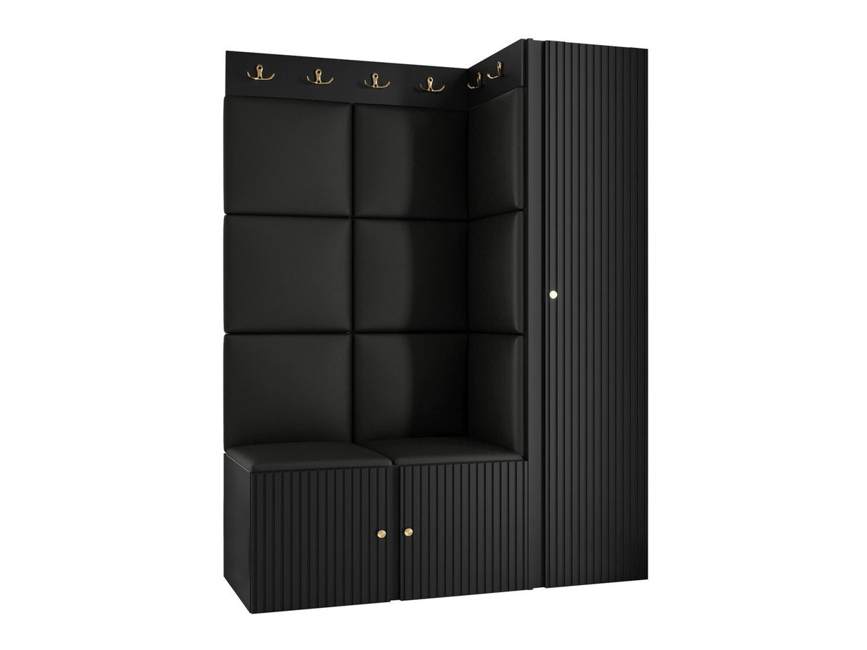 Előszoba garnitúra ORION RYFEL SLIM IX (Towiro), Keret színe: Fekete, Puha falpanel színe: Soft 011