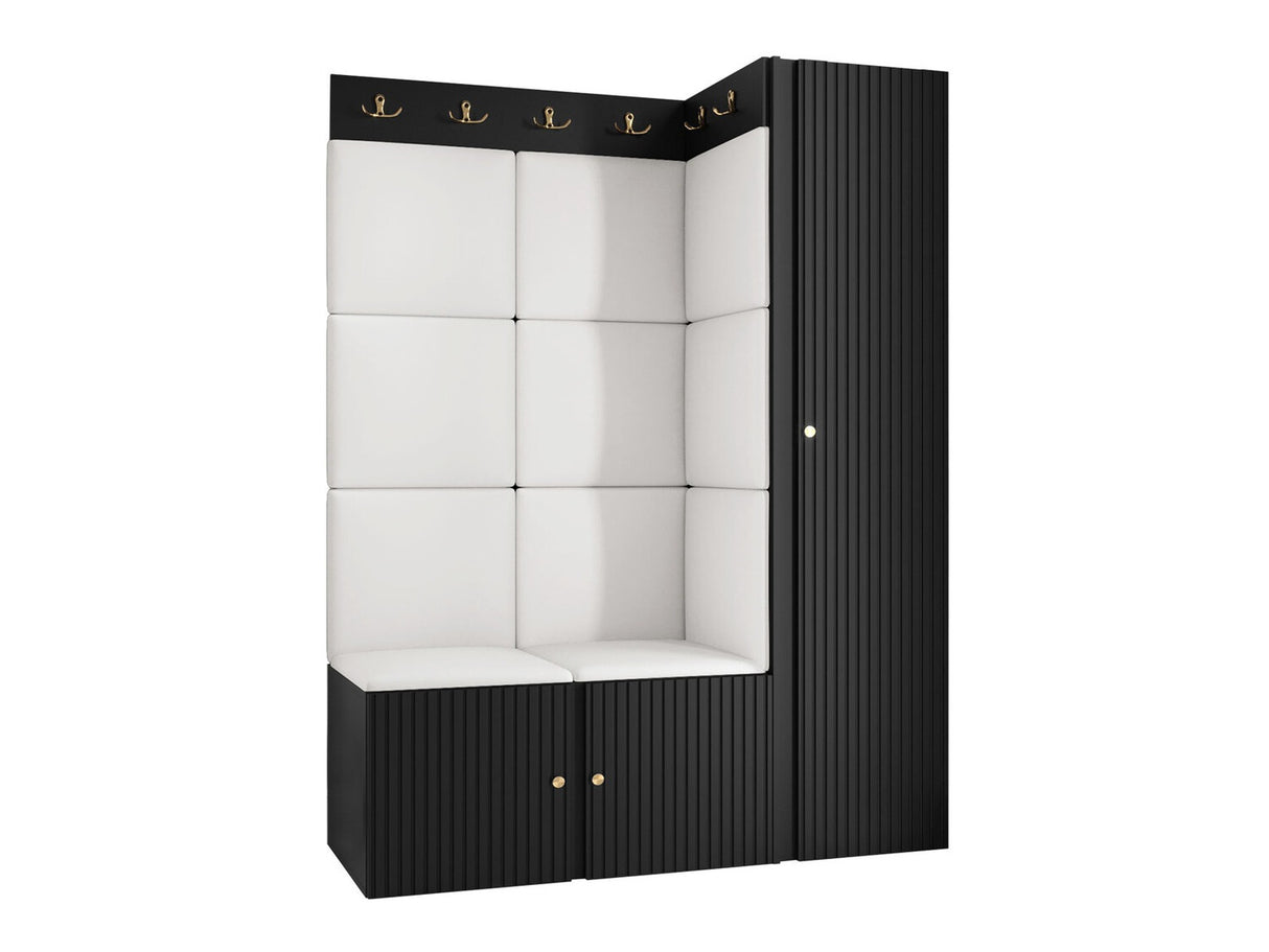 Előszoba garnitúra ORION RYFEL SLIM IX (Towiro), Keret színe: Fekete, Puha falpanel színe: Soft 017