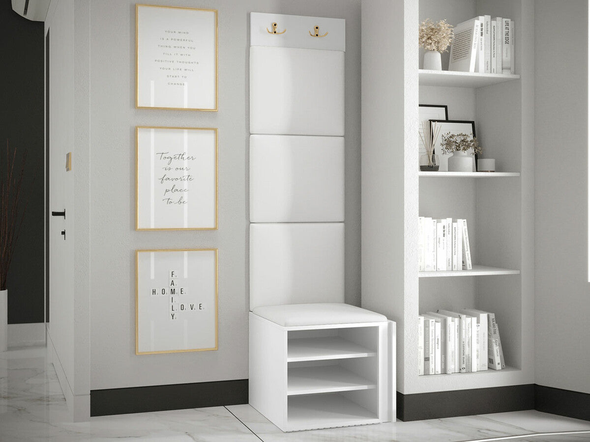 Előszoba garnitúra ORION RYFEL SLIM XXII (Towiro), Keret színe: Fehér, Puha falpanel színe: Soft 017