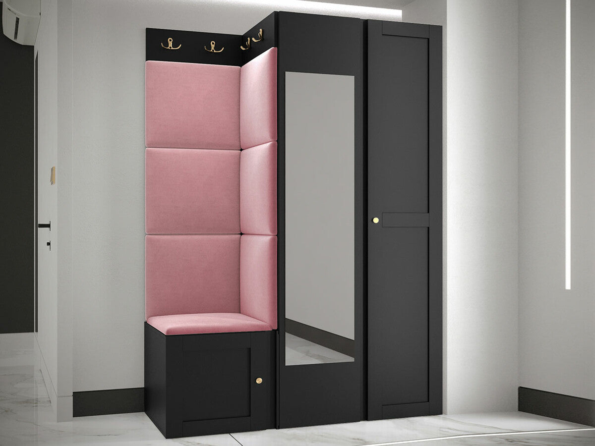 Előszoba garnitúra ORION RYFEL RAMIRO XXIV, Keret színe: Fekete, Puha falpanel színe: Manila 09