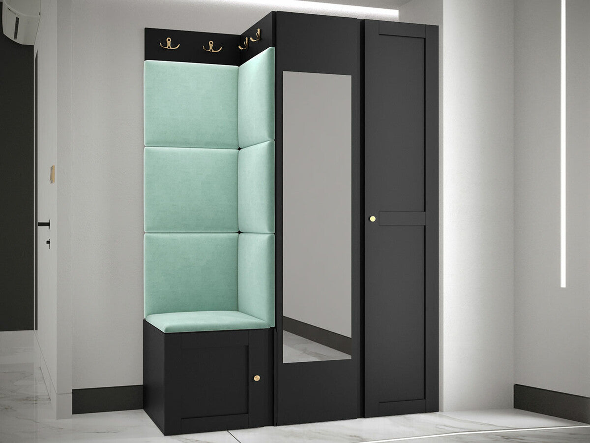 Előszoba garnitúra ORION RYFEL RAMIRO XXIV, Keret színe: Fekete, Puha falpanel színe: Manila 11