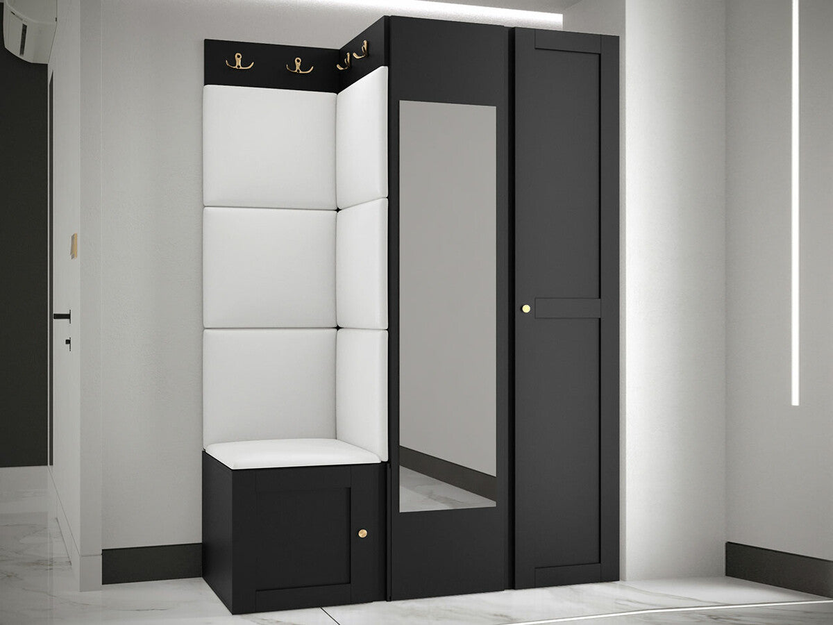 Előszoba garnitúra ORION RYFEL RAMIRO XXIV, Keret színe: Fekete, Puha falpanel színe: Soft 017