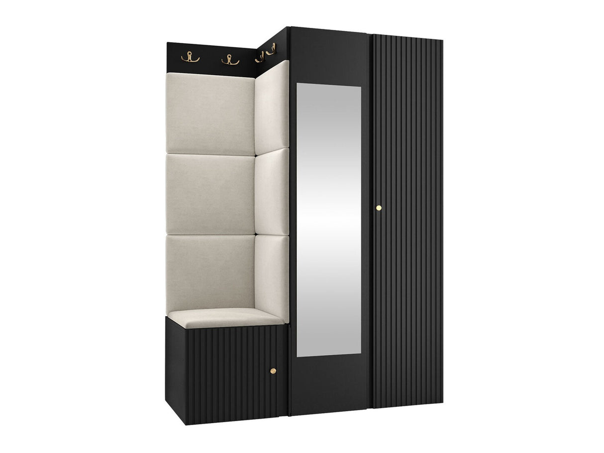 Előszoba garnitúra ORION RYFEL SLIM XXIV ( Towiro), Keret színe: Fekete, Puha falpanel színe: Manila 02