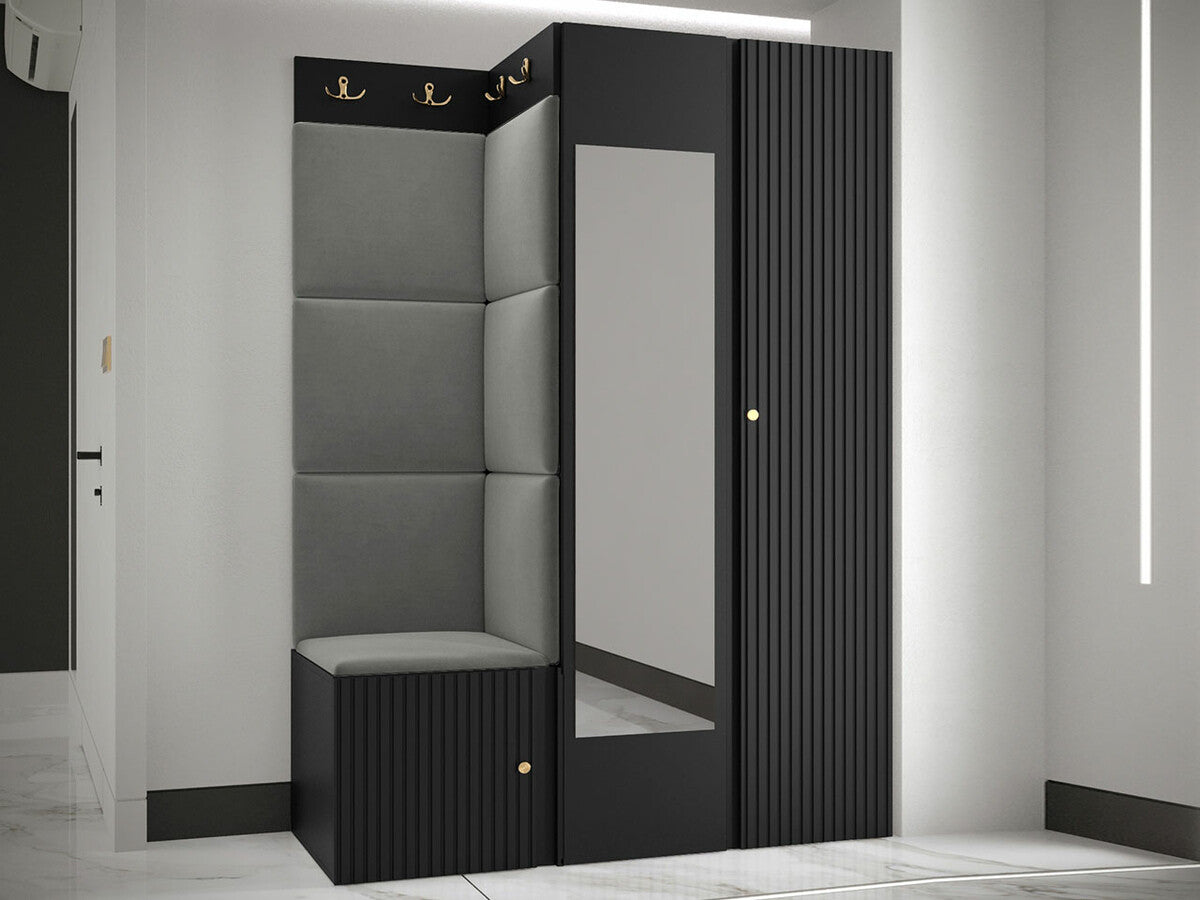 Előszoba garnitúra ORION RYFEL SLIM XXIV ( Towiro), Keret színe: Fekete, Puha falpanel színe: Manila 16