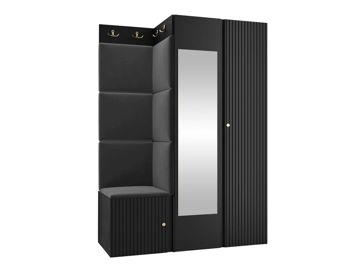 Előszoba garnitúra ORION RYFEL SLIM XXIV ( Towiro), Keret színe: Fekete, Puha falpanel színe: Manila 18