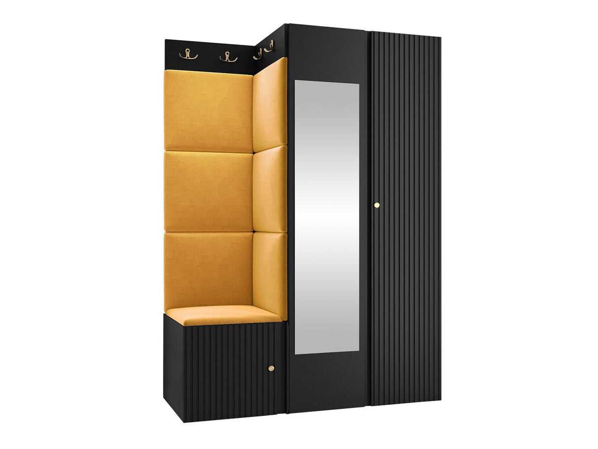 Előszoba garnitúra ORION RYFEL SLIM XXIV ( Towiro), Keret színe: Fekete, Puha falpanel színe: Manila 32