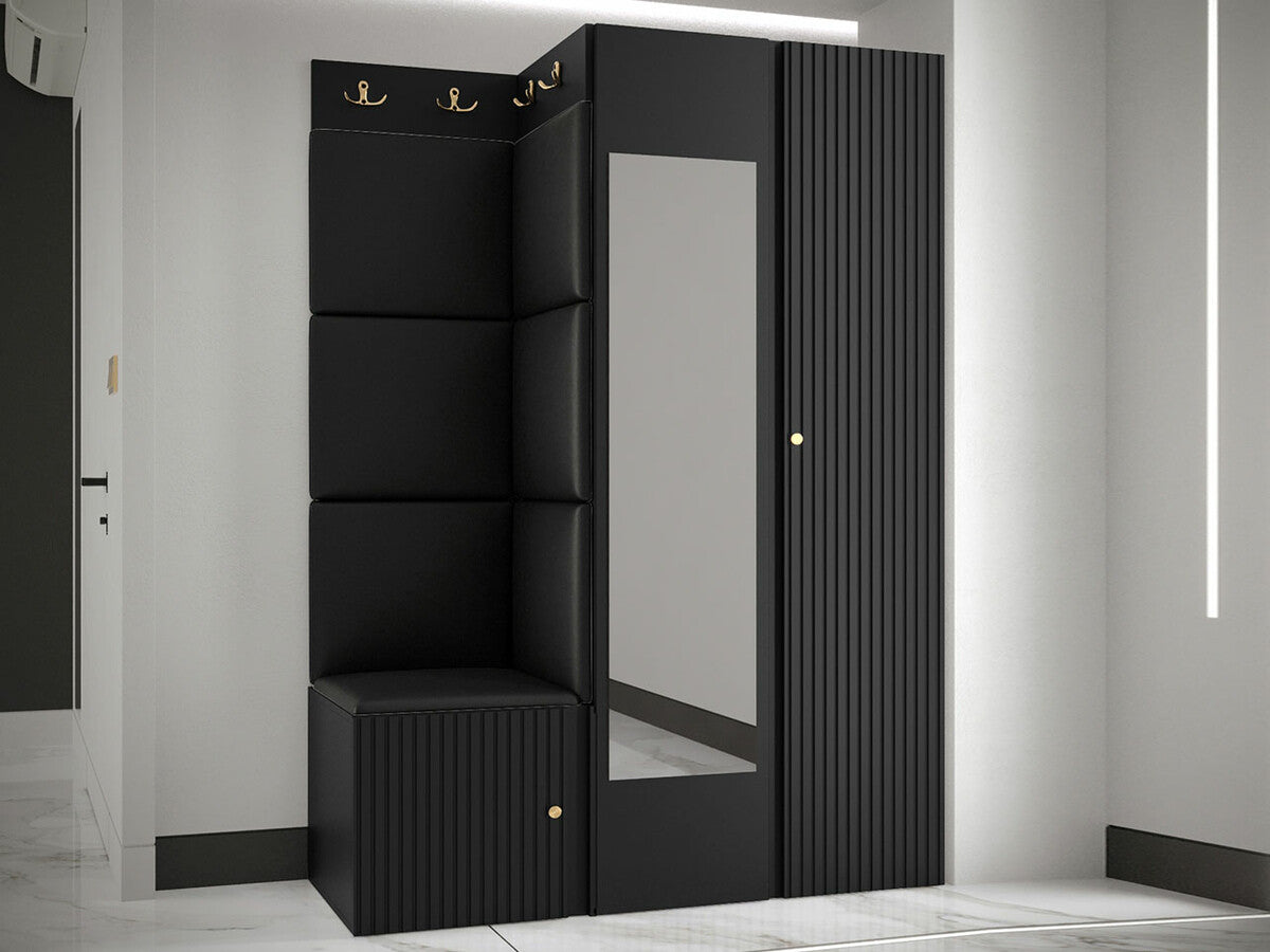 Előszoba garnitúra ORION RYFEL SLIM XXIV ( Towiro), Keret színe: Fekete, Puha falpanel színe: Soft 011