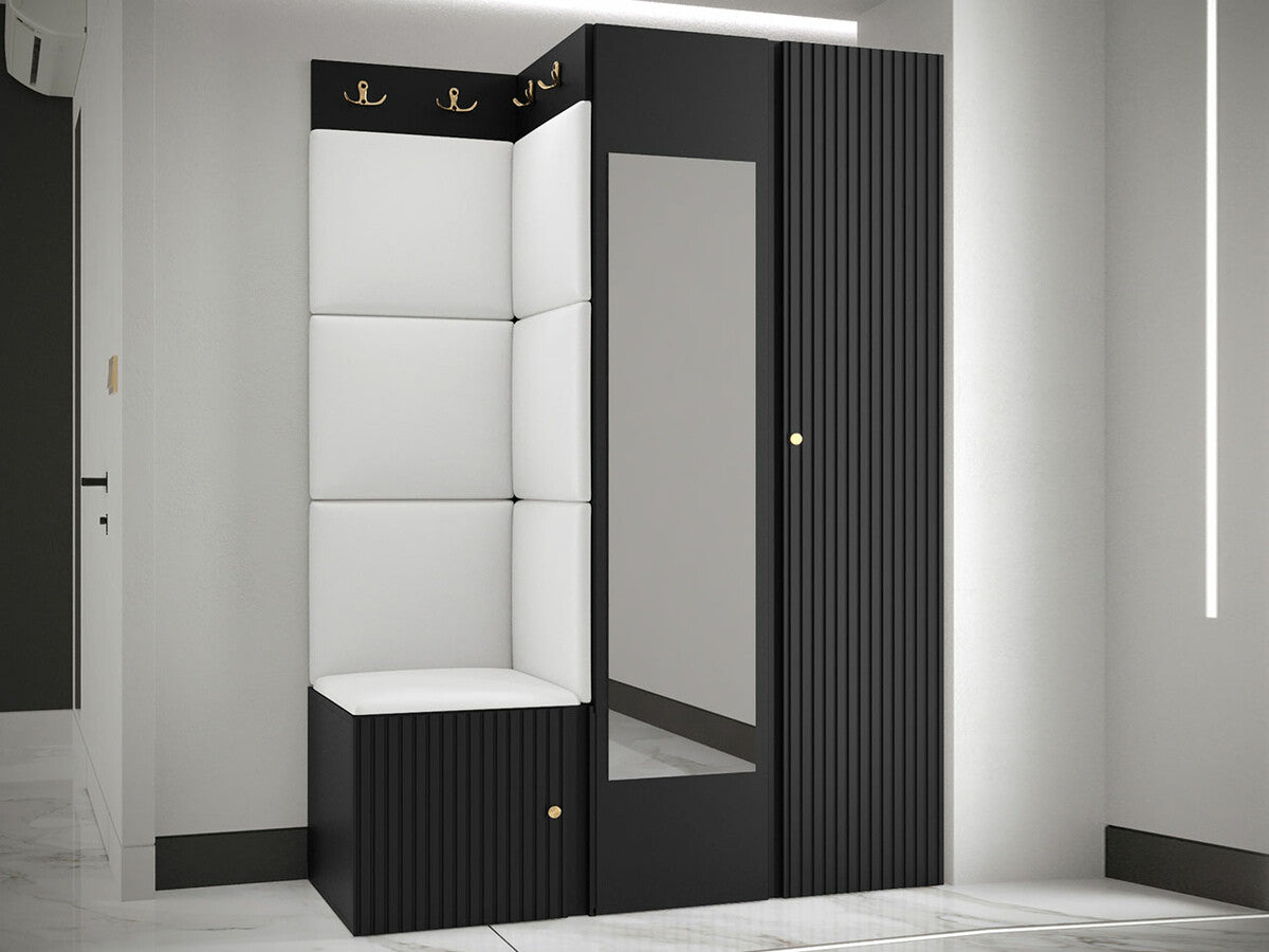 Előszoba garnitúra ORION RYFEL SLIM XXIV ( Towiro), Keret színe: Fekete, Puha falpanel színe: Soft 017