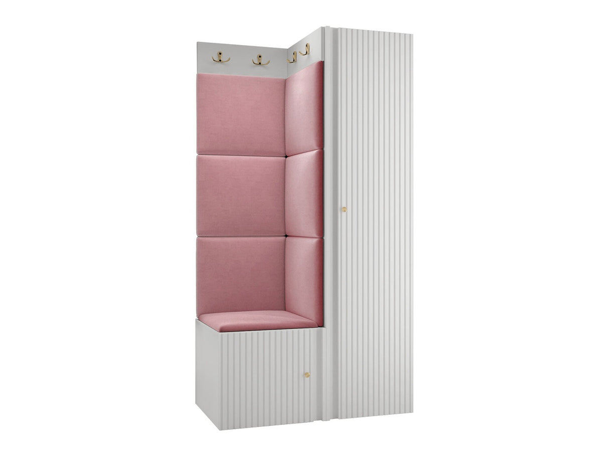 Előszoba garnitúra ORION RYFEL SLIM XXV (Towiro), Puha falpanel színe: Manila 09, Keret színe: Fehér