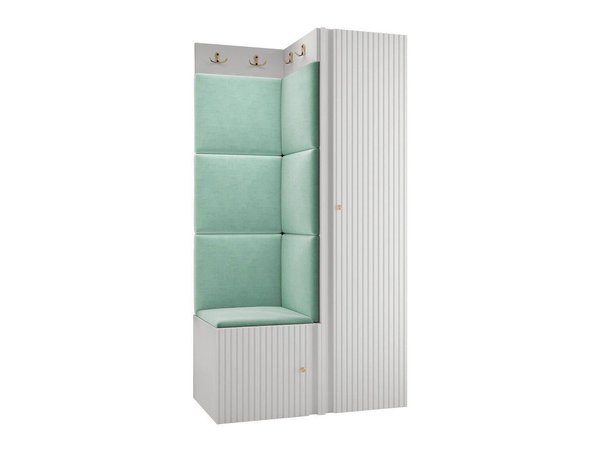 Előszoba garnitúra ORION RYFEL SLIM XXV (Towiro), Puha falpanel színe: Manila 11, Keret színe: Fehér