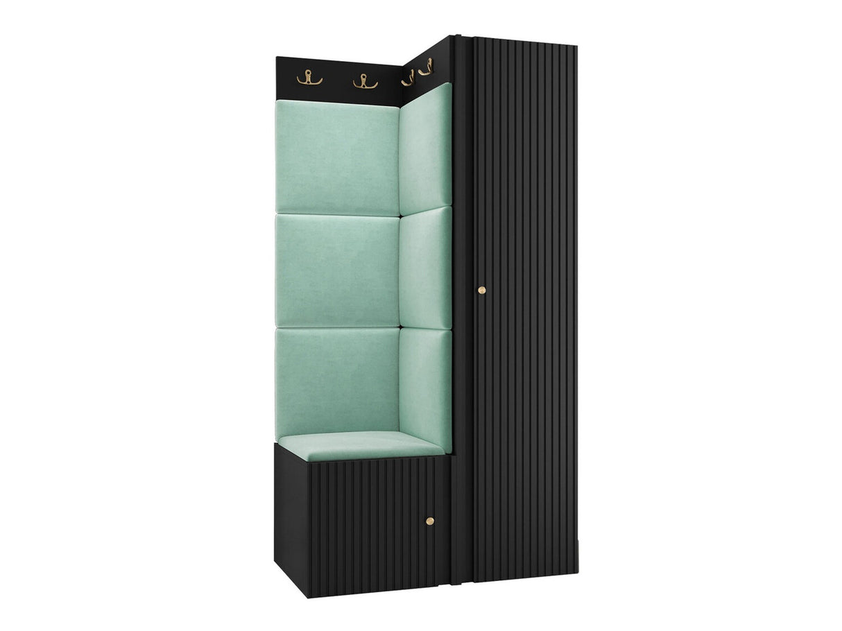 Előszoba garnitúra ORION RYFEL SLIM XXV (Towiro), Puha falpanel színe: Manila 11, Keret színe: Fekete