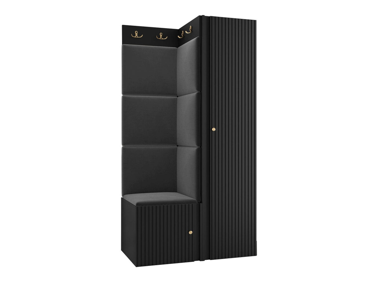 Előszoba garnitúra ORION RYFEL SLIM XXV (Towiro), Puha falpanel színe: Manila 18, Keret színe: Fekete