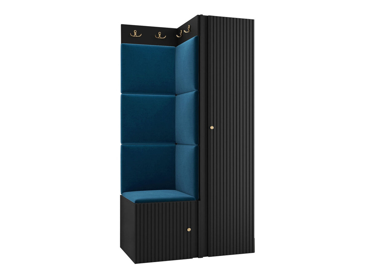 Előszoba garnitúra ORION RYFEL SLIM XXV (Towiro), Puha falpanel színe: Manila 26, Keret színe: Fekete