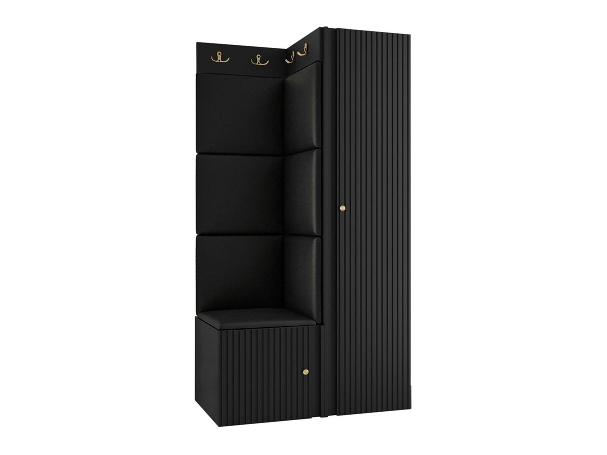 Előszoba garnitúra ORION RYFEL SLIM XXV (Towiro), Puha falpanel színe: Soft 011, Keret színe: Fekete