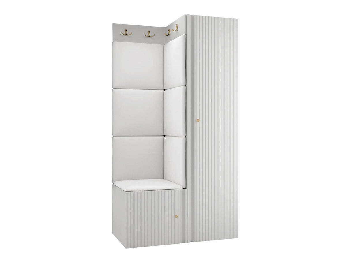 Előszoba garnitúra ORION RYFEL SLIM XXV (Towiro), Puha falpanel színe: Soft 017, Keret színe: Fehér