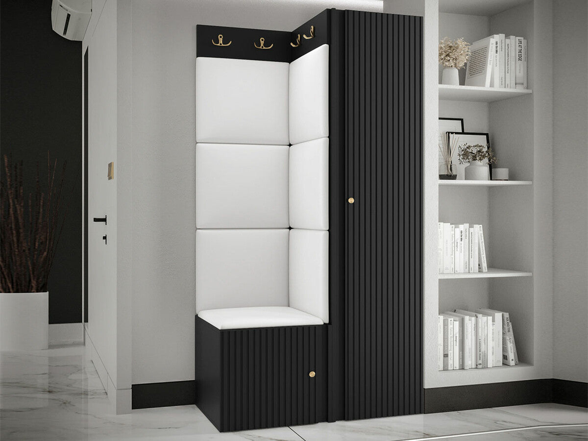 Előszoba garnitúra ORION RYFEL SLIM XXV (Towiro), Puha falpanel színe: Soft 017, Keret színe: Fekete