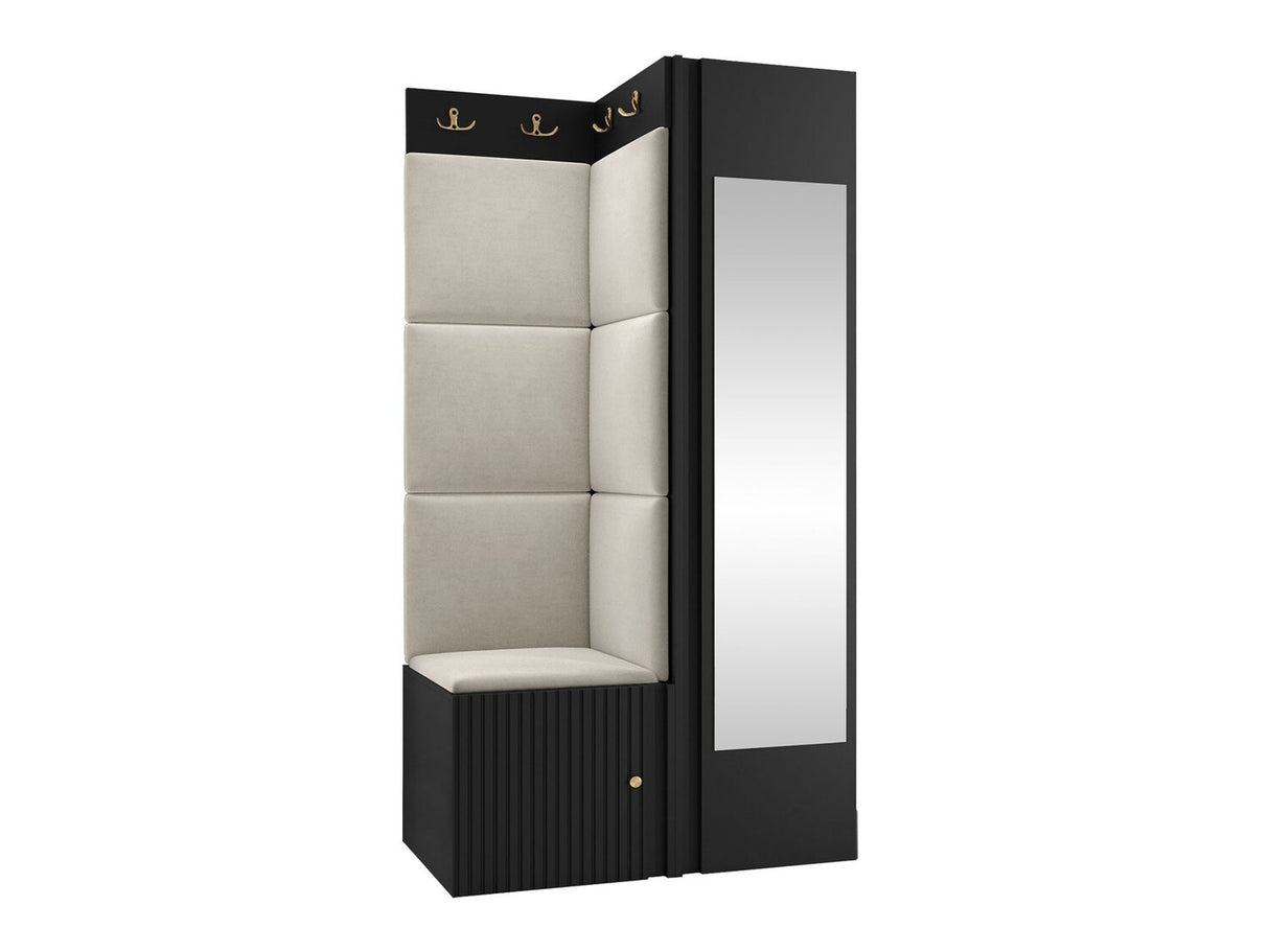 Előszoba garnitúra ORION RYFEL SLIM XXVI (Towiro), Puha falpanel színe: Manila 02, Keret színe: Fekete