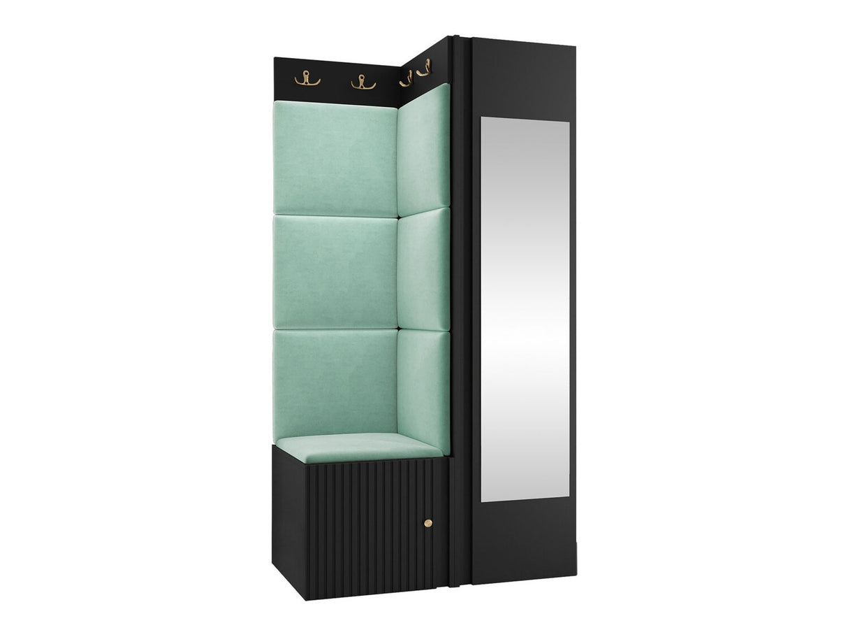 Előszoba garnitúra ORION RYFEL SLIM XXVI (Towiro), Puha falpanel színe: Manila 11, Keret színe: Fekete