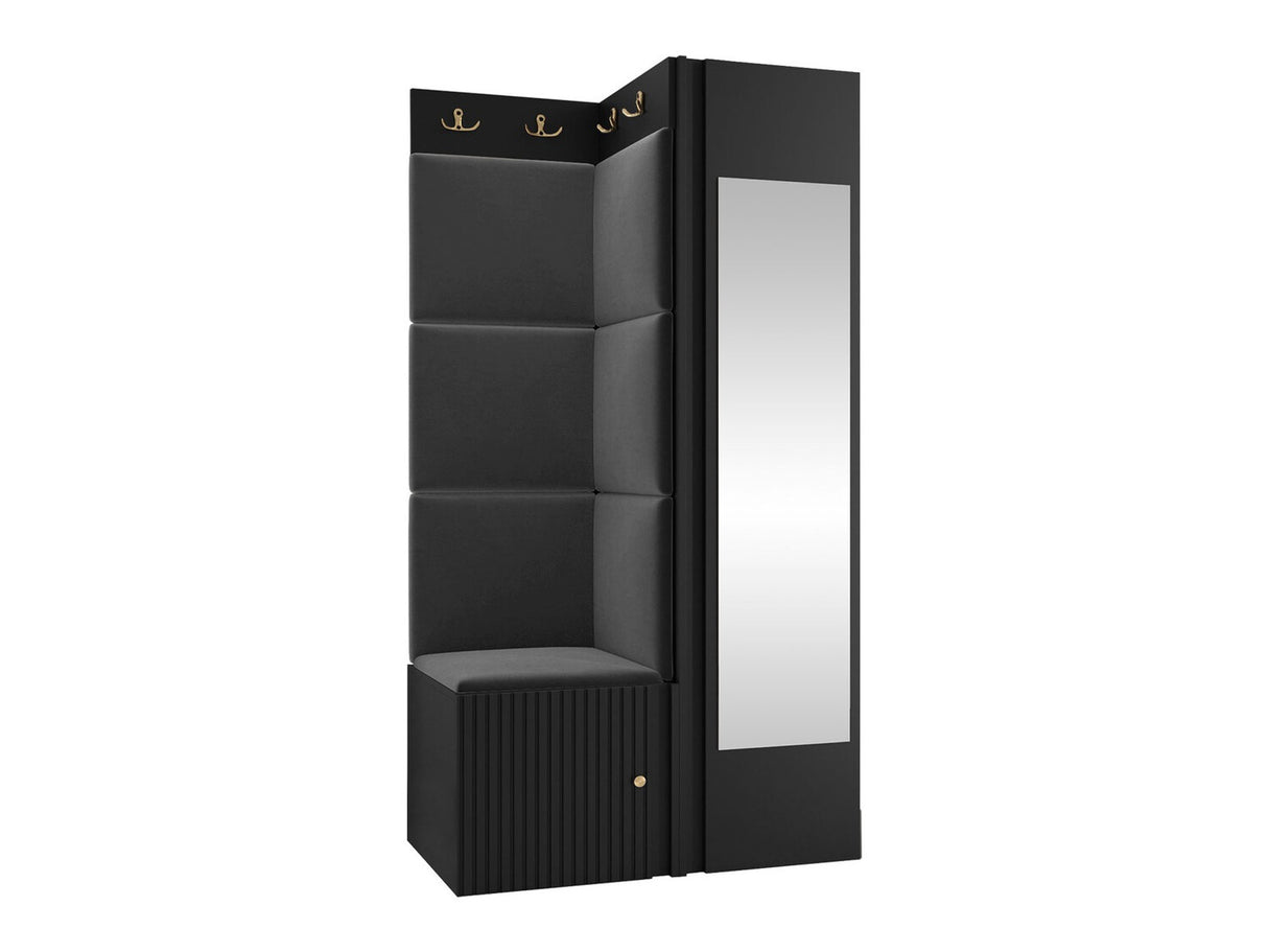 Előszoba garnitúra ORION RYFEL SLIM XXVI (Towiro), Puha falpanel színe: Manila 18, Keret színe: Fekete