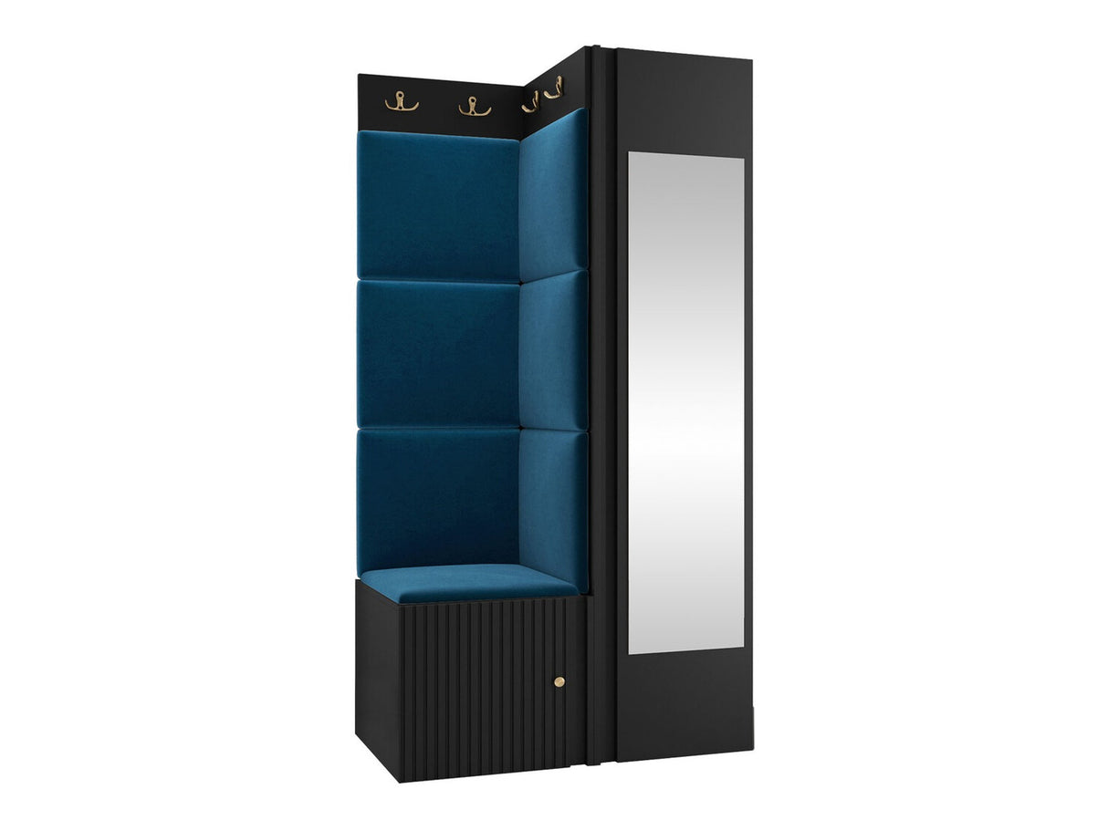 Előszoba garnitúra ORION RYFEL SLIM XXVI (Towiro), Puha falpanel színe: Manila 26, Keret színe: Fekete