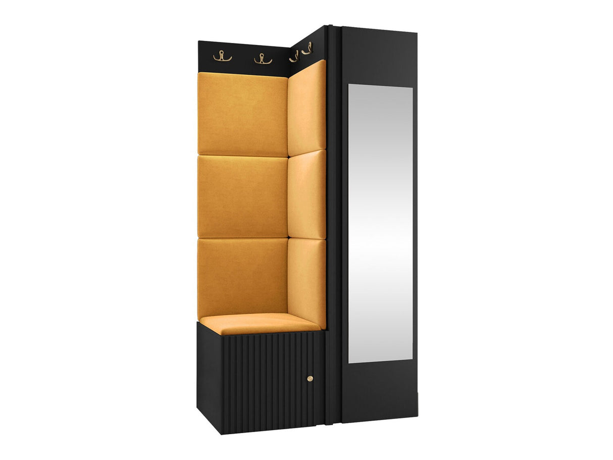 Előszoba garnitúra ORION RYFEL SLIM XXVI (Towiro), Puha falpanel színe: Manila 32, Keret színe: Fekete