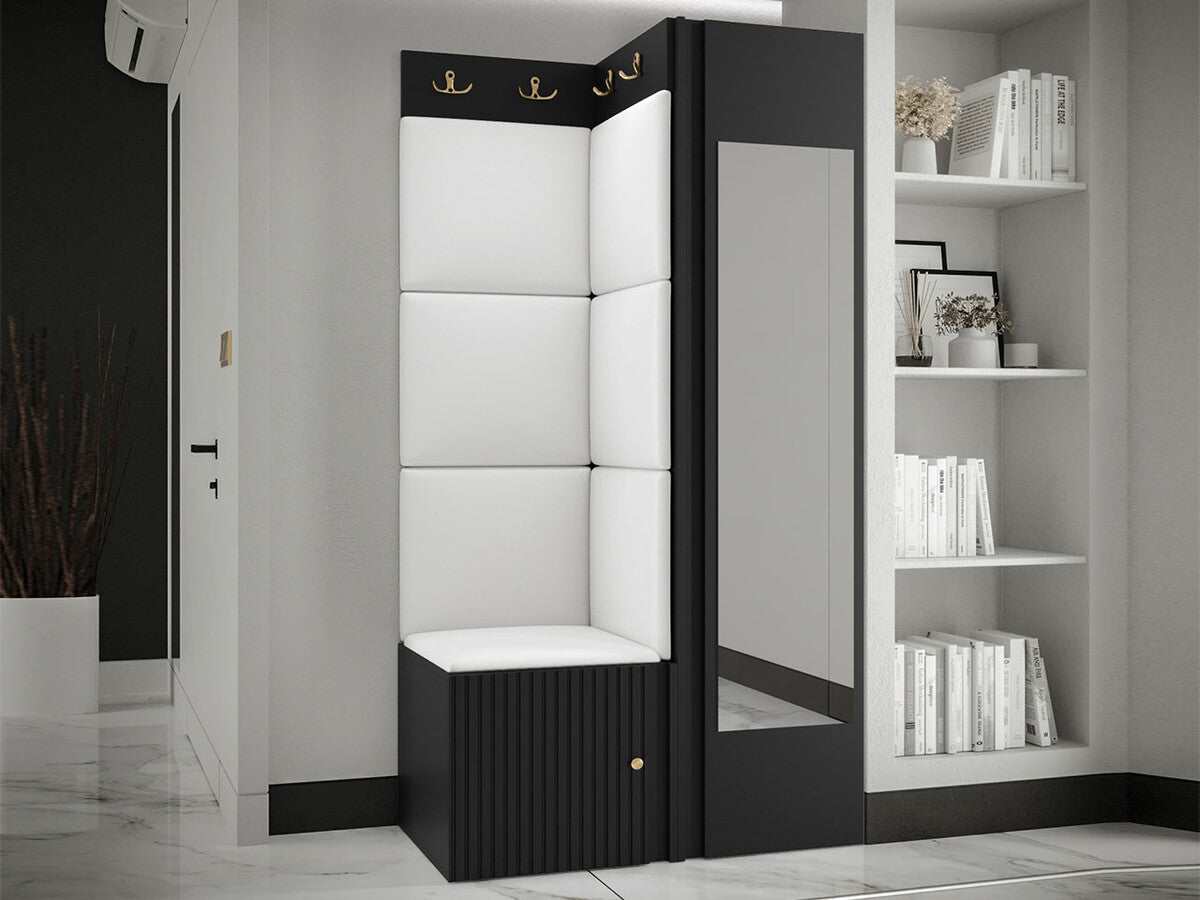 Előszoba garnitúra ORION RYFEL SLIM XXVI (Towiro), Puha falpanel színe: Soft 017, Keret színe: Fekete