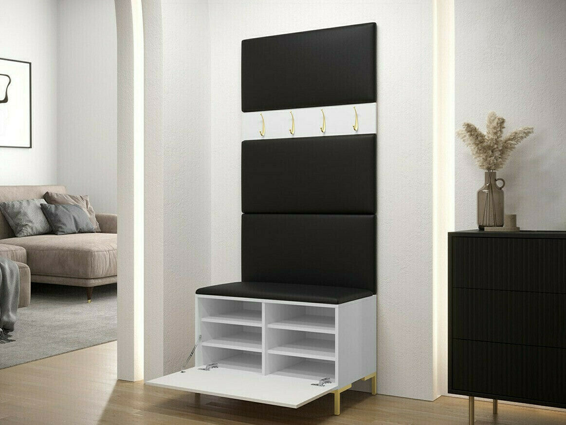 Előszoba garnitúra ZILION III (Frunemfta III), Keret színe: Fekete, Puha falpanel színe: Manila 04