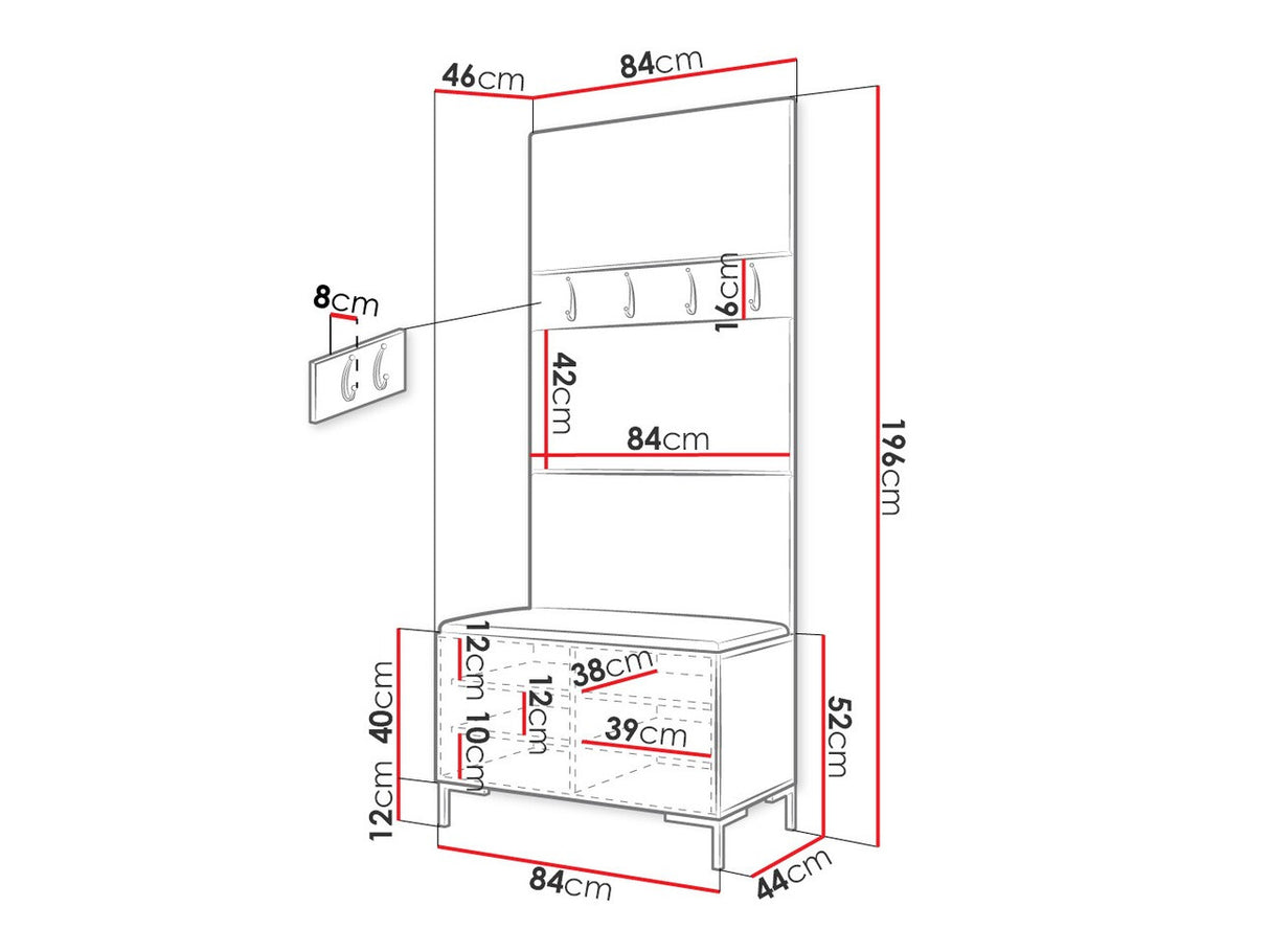 Előszoba garnitúra ZILION III (Frunemfta III), Keret színe: Fehér, Puha falpanel színe: Manila 04