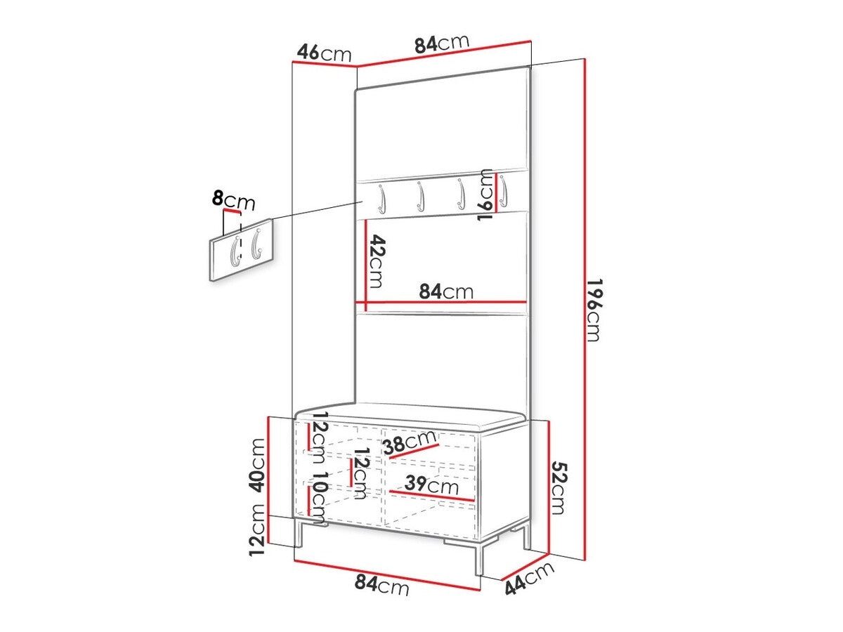 Előszoba garnitúra ZILION III (Frunemfta III), Keret színe: Craft tölgy, Puha falpanel színe: Manila 04