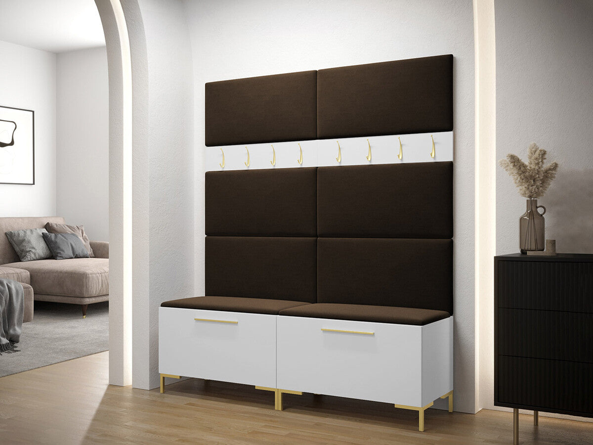 Előszoba garnitúra ZILION II (Frunemfta II), Keret színe: Fehér, Puha falpanel színe: Manila 04